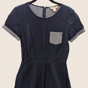 Brooks Brothers Blue Polka Dot Gingham Dress Size 2